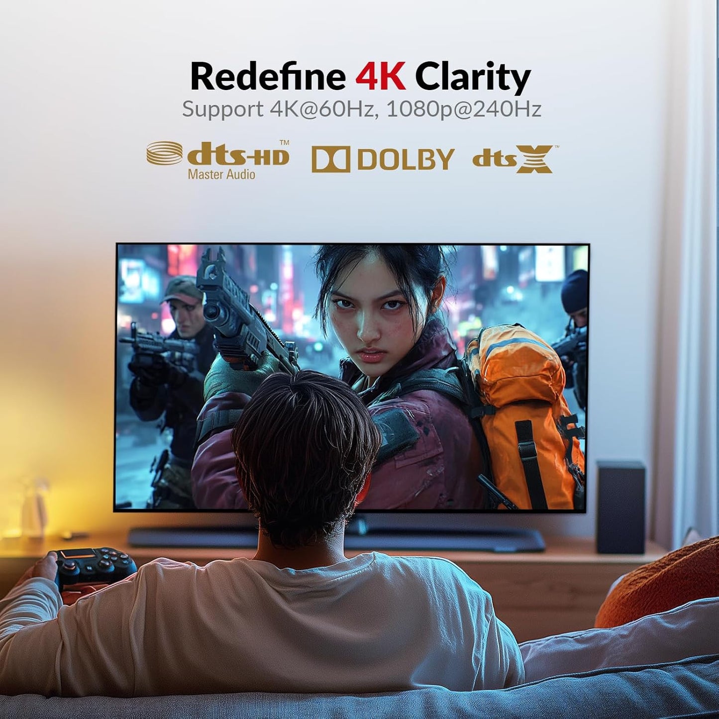 AV Access 4K DisplayPort 1.2a KVM Extender DP Over Ethernet HDBaseT 3.0 PoE, Uncompressed 4K Transmission up to 100m/330ft, 144-240Hz, 4*USB 2.0 Ports, 2-Way Audio, Zero Latency (4KEX100-DP-Pro)