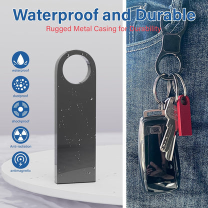 2GB USB Flash Drive 2 Pack with Keychains, Wooolken Sleek Metal USB 2.0 Thumb Drives Memory Stick for PC Laptop Computer