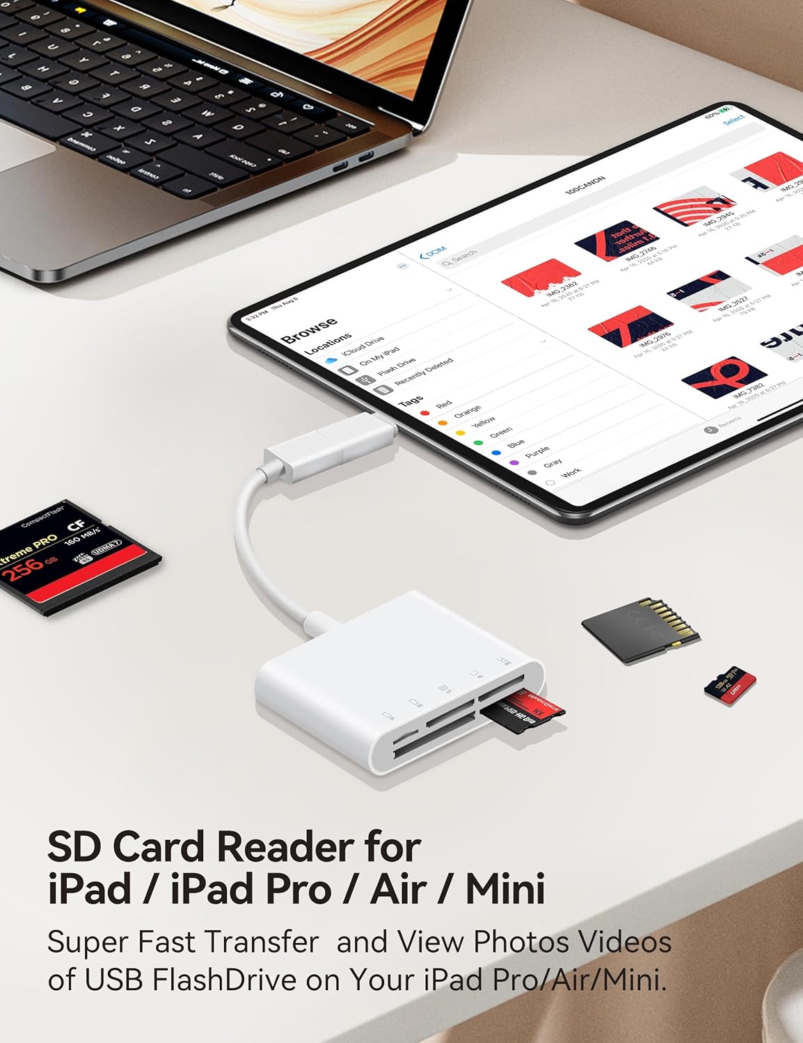 USB-A and USB-C to SD Card Reader, Trail Camera Card Adapter with SD MicroSD CF Compact Flash Memory Stick XD Picture 5 Slots for iPhone 15 16 iPad Mac MacBook Pro/Air Laptop Pc