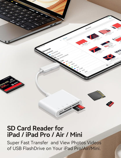 USB-A and USB-C to SD Card Reader, Trail Camera Card Adapter with SD MicroSD CF Compact Flash Memory Stick XD Picture 5 Slots for iPhone 15 16 iPad Mac MacBook Pro/Air Laptop Pc