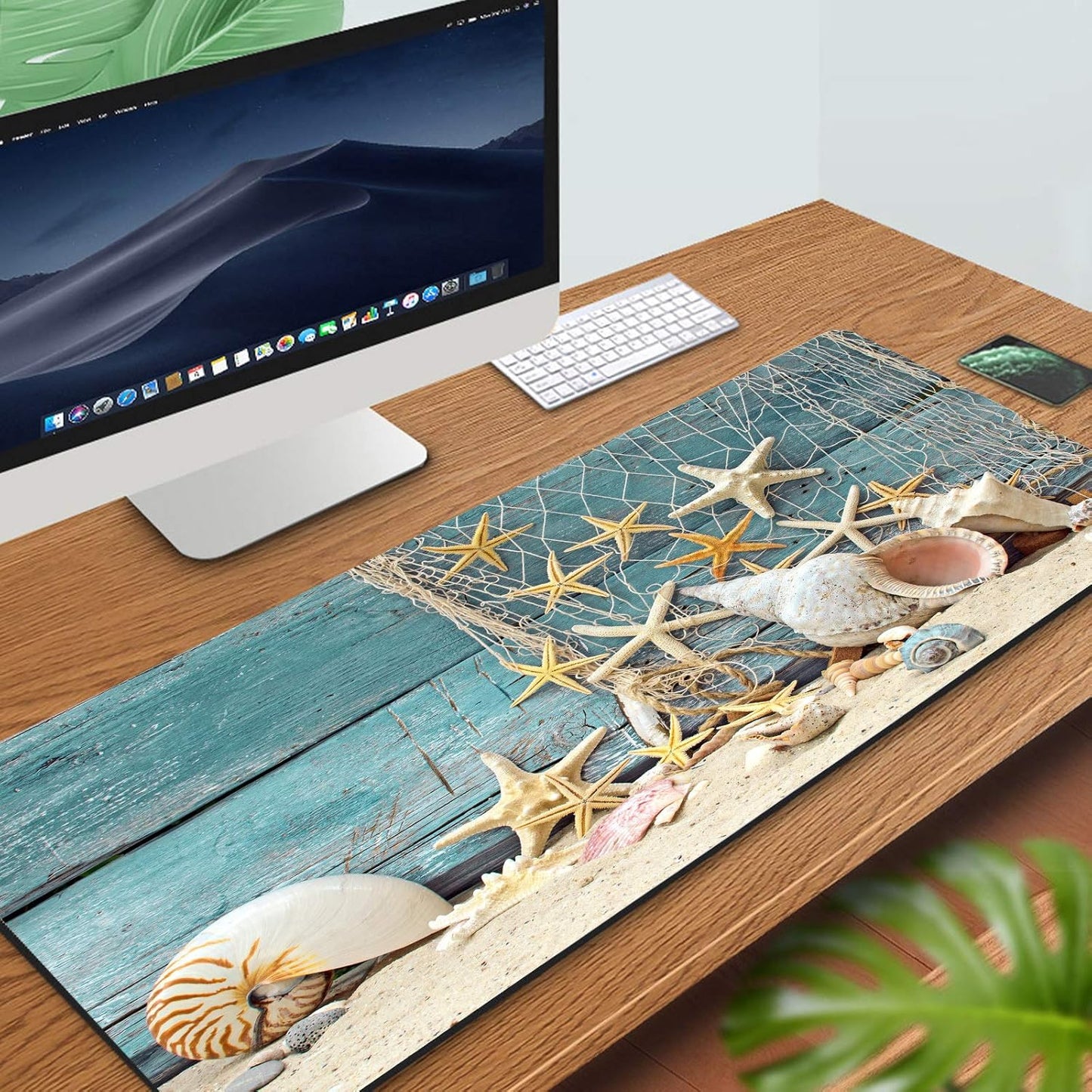 RTGGSEL 31.5x11.8 Inch Non-Slip Long Extended Large Gaming Mouse Pad with Stitched Edges XL Laptops Keyboard Mouse Mat(Starfish)