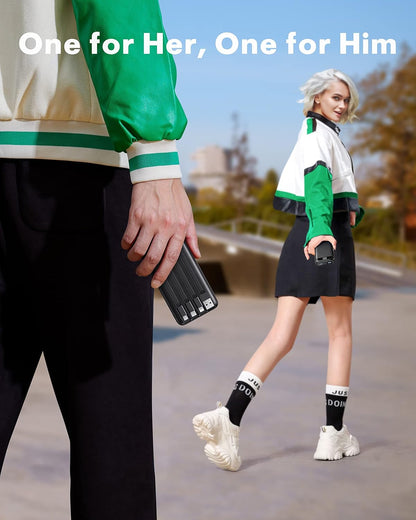 2 Packs Portable Chargers with Built in Cables, 2PCS Slim 10000mAh Travel Essentials Battery Pack 6 Outputs 3A Power Banks for iPhone Samsung Pixel LG Moto iPad