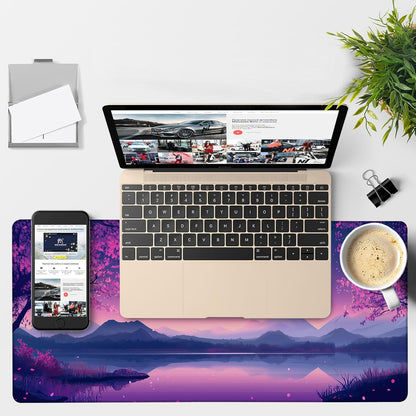 Gaming Desk Pad Large Extra Length Starry Sky Full Moon Mouse Pad Keyboard Laptop Non-Slip Waterproof with Rubber Base Thick Stitched Edge Mouse Mat for Office Home 35.4 x 15.7 Inches