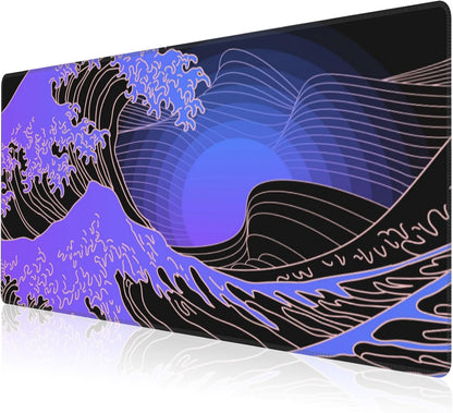 Mouse Pad, Large Ocean's Crest Leap Desk Mat, Extended Non-Slip Gaming Keyboard Mousepad Desk Pad, Thick Stitched Edges Waterproof Mouse Mat 31.5"x15.7" (Vaporwave Pop Art)