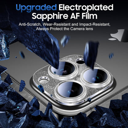 UniqueMe 3 Packs Compatible for iPhone 14 Pro Max/iPhone 14 Pro Camera Lens Protector Acrylic [Not Glass],[Case Friendly][Scratch-Resistant][Night Shooting Mode]-Glitter Black