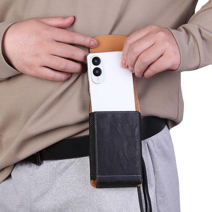 Universal Phone Holster Phone Pouch Case Belt Clip Belt Loops Card Slot Faux Leather for Man iPhone 17/16/15pro max,16/15Plus,Samsung S25 24 S23 S22 Ultra (Black&Yellow, XL(6.6"x3.4"x0.8"))