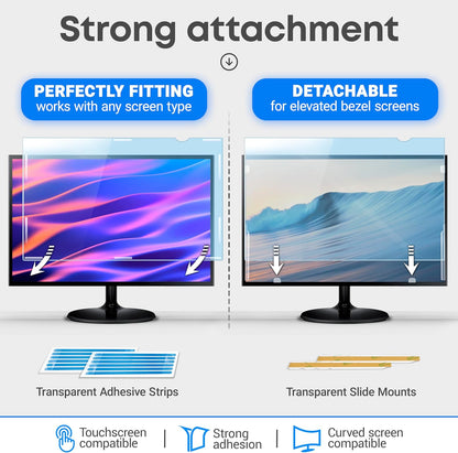 23.6 inch Blue Light Blocking Screen Protector Panel for 16:9 Widescreen Computer Monitor and Laptop - PC Anti-UV Eye Protection Filter Film - Anti-Scratch Diagonal Frame Shield [2 Pack]