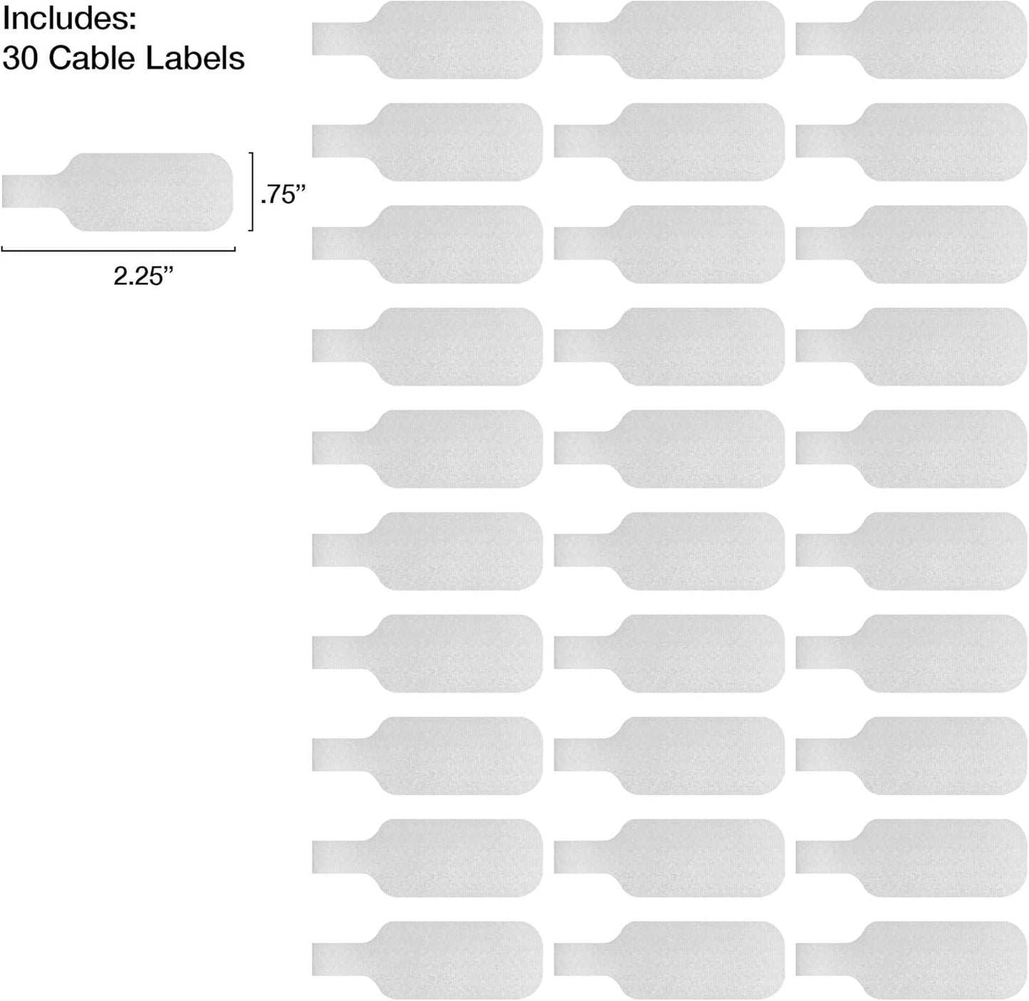 Wrap-It Storage Cable Labels - Medium, White (30-Pack) Write On Cord Labels, Wire Tags for Cable Management and Organizer for Electronics, Computers and More