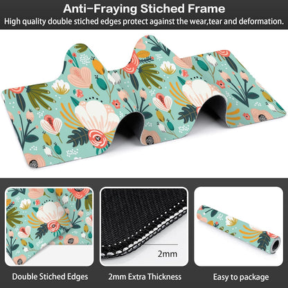 Colorful Flowers and Berries Desk Mat,Large Beautiful Floral Branches Gaming Keyboard Mouse Pad,Non-Slip Rubber Base Desk Pad Thick Stitched Edges Waterproof Mousepad Mouse Mat 31.5"x11.8"