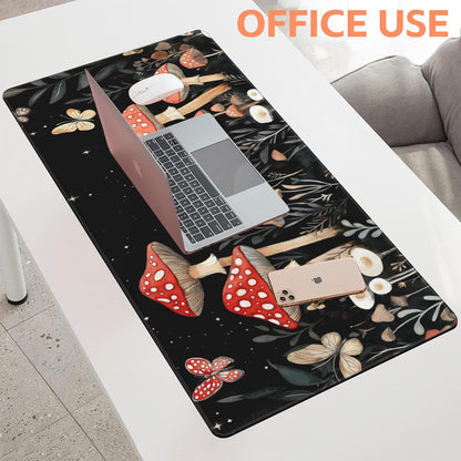 Mouse Pad Large Magical Fantasy Mushroom Non-Slip Game Desk Mat with Stitched Edge Laptop Keyboard Desk Pad for Work Home Gaming (35.4 x 15.7 Inches)