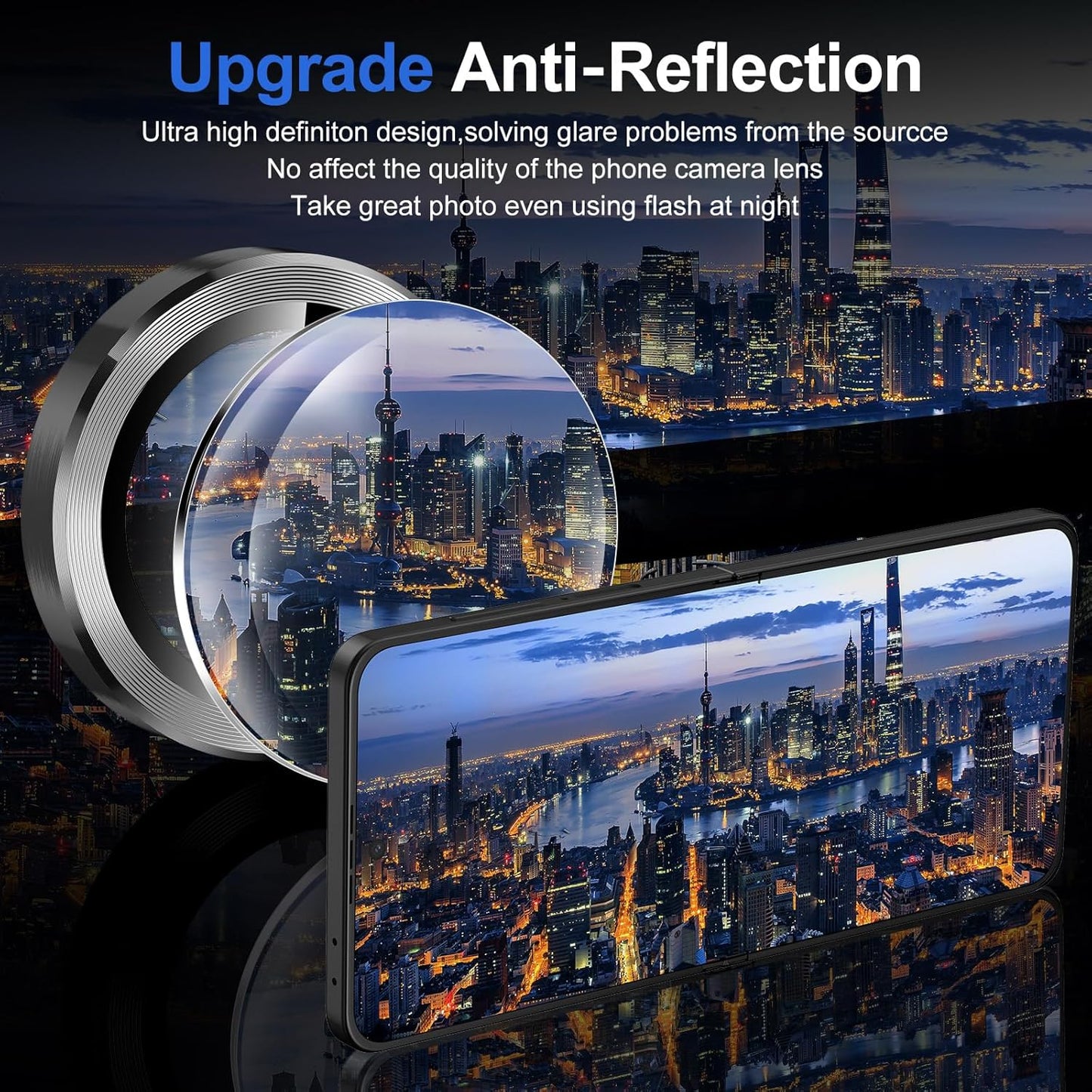 for Samsung Galaxy Z Flip 7 Camera Lens Protector, Individual Metal Ring Tempered Glass Lens Cover, [Strong Adsorption] Scratch Resistant Ultra-Thin HD Clear Lens Cover, 1 Set-Black