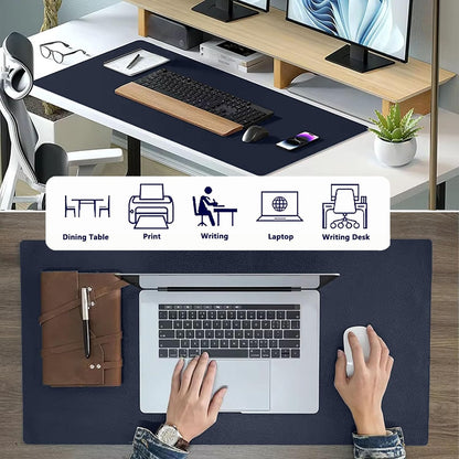 PU Leather Desk Pad Protector Gaming Mouse Pad Non Slip Desk Mat for Keyboard and Mouse Waterproof Desk Writing Pad for Office and Home Desk Accessories(Dark Blue, 47.2 * 17.7)