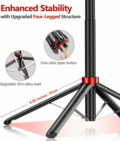 Huryfox Selfie Stick Phone Tripod - 71 inch Tall Cell Phone Holder with Detachable Wireless Remote, Phone Stand for Recording, Video and Picture, Compatible with iPhone, Android Phone, Camera & Gopro