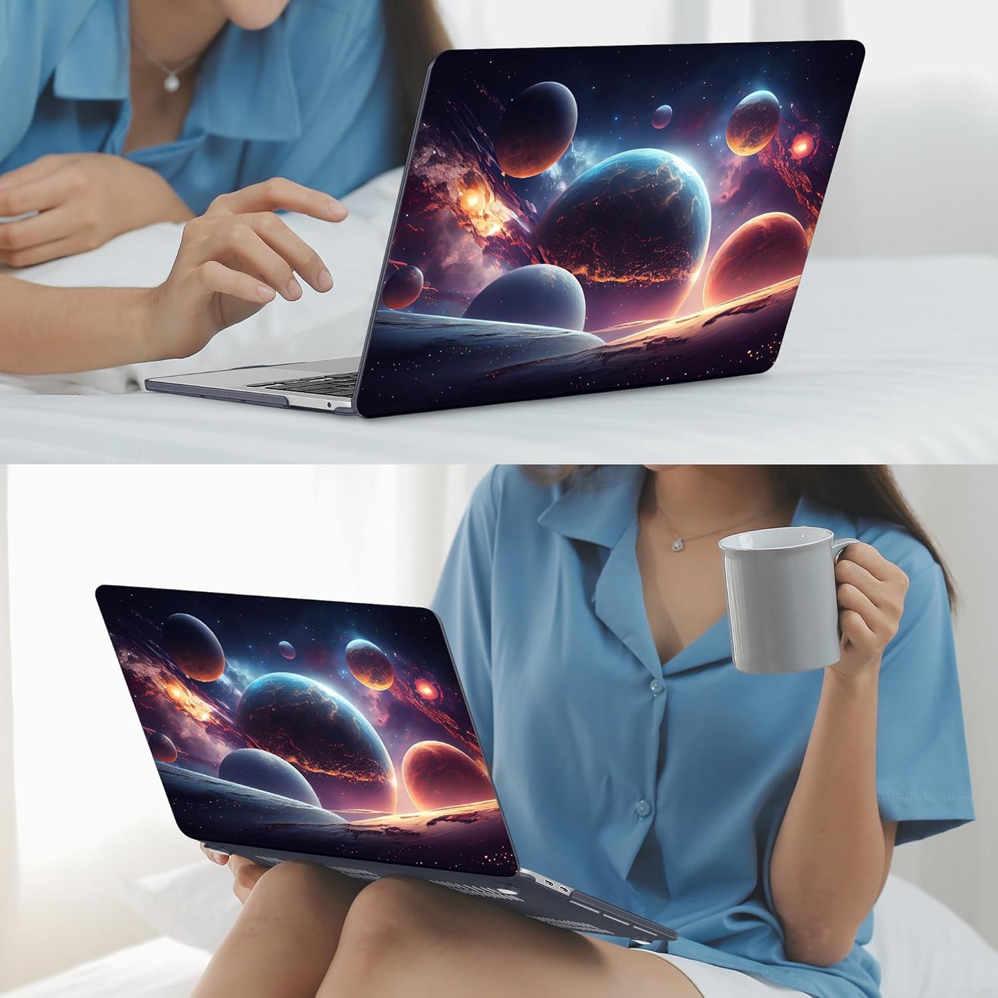 Mektron for MacBook Pro 13-inch Case 2022 2021 2020 Release A2338 M2 M1 A2289 A2251, Printed Plastic Hard Shell Cover for New MacBook Pro 13.3-inch Touch Bar Fits Touch ID，Planets