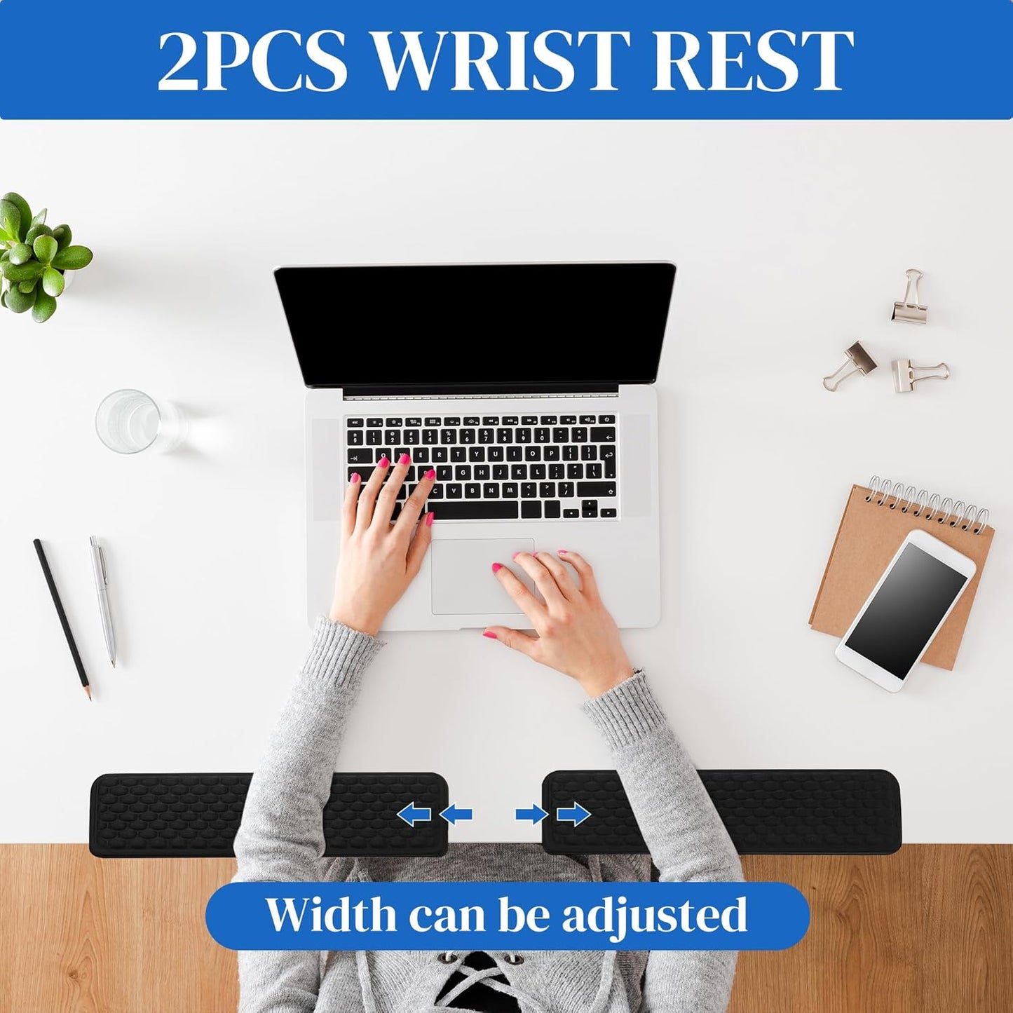 MABOZOO L-Shaped Desk Wrist Elbow Rests, 2PCS Memory Foam Elbow Support Padding with Non-Slip Bottom, Ergonomic Wrist Cushions for Table or Desk Edge