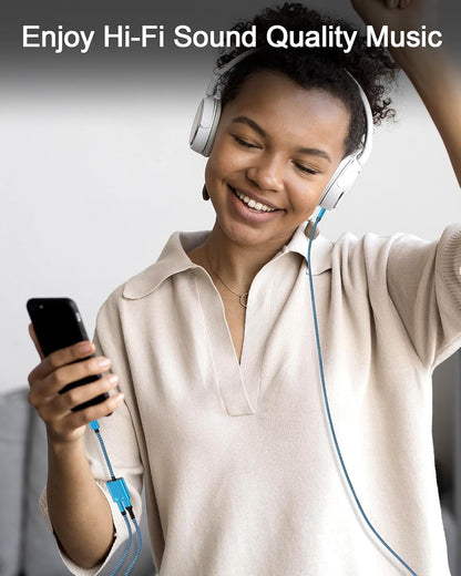 iPhone Headphone Adapter with Charge 2-in-1 Lightning to 3.5mm Female Aux Audio Jack Dual Converter Mfi Certified Apple Dongle Splitter + Charger Adaptor for iPhone 14 Pro Max 13 12 11 XR XS iPad Mini