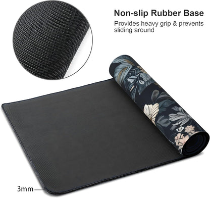 Dark Flower Large Mouse Pad,Gaming Keyboard Desk Pad,Extended Mouse Mat Non-Slip Rubber Base with Stitched Edges for Office Game Home XL 31.5"x11.8"