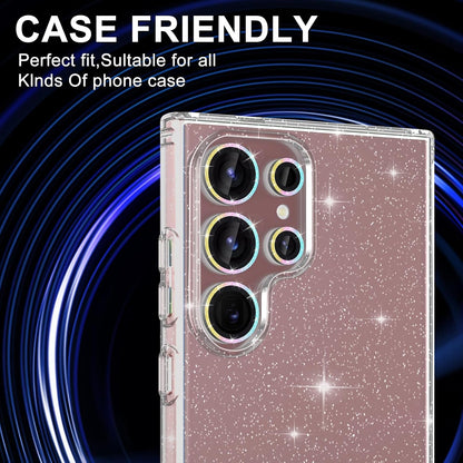 for Samsung Galaxy S22 Ultra Camera Lens Protector, Individual Metal Ring Tempered Glass Lens Cover, [Strong Adsorption] Scratch Resistant Ultra-Thin HD Clear Lens Cover,1 Set-Colorful Sparkly