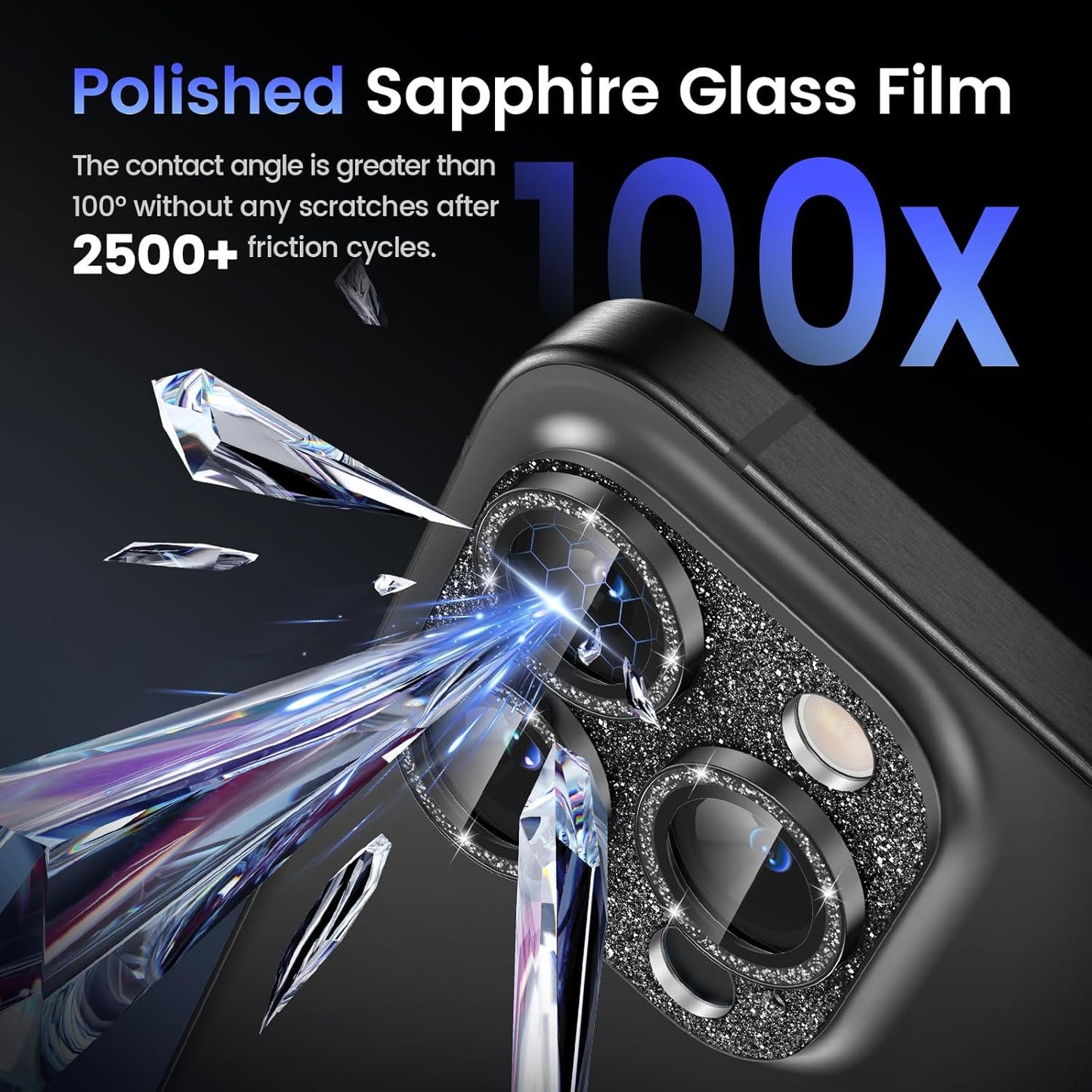 Tensea for iPhone 16 Pro/iPhone 16 Pro Max/iPhone 15 Pro/iPhone 15 Pro Max Camera Lens Protector, Metal Aluminum Alloy Tempered Glass Cover Camera Screen Protector Accessories, Case Friendly