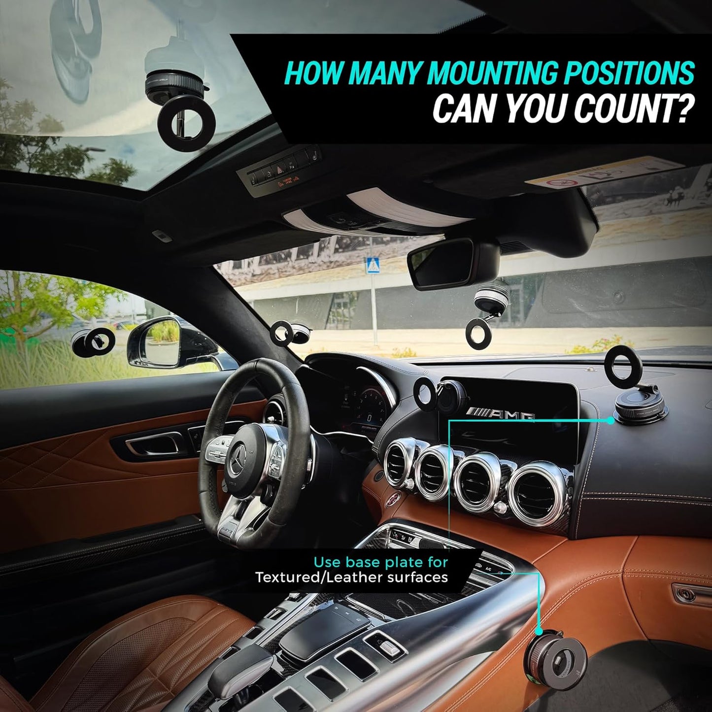 CARMOUNT Clutch–X One – Cell Phone Car Mount for iPhone – 360° Magnetic Phone Holder for Car, 96LBS Suction Cup Phone Mount for Car & Phone Holder for Desk, Metal Strut (Black)