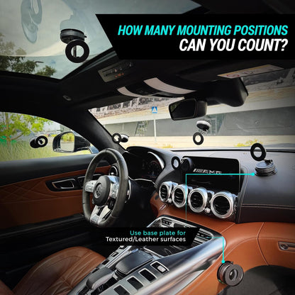 CARMOUNT Clutch–X One – Cell Phone Car Mount for iPhone – 360° Magnetic Phone Holder for Car, 96LBS Suction Cup Phone Mount for Car & Phone Holder for Desk, Metal Strut (Black)