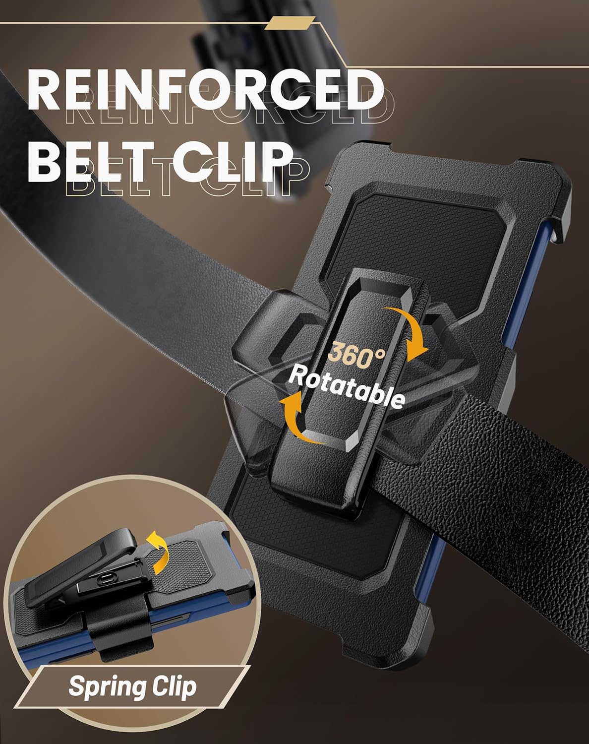 Vihibii for Samsung Galaxy Z Fold 6 Case with Card Holder & Belt Clip Holster & Camera Cover & Hinge Protection & Screen Protector, Durable Rugged Protective Wallet Case for Samsung Z Fold 6, Blue