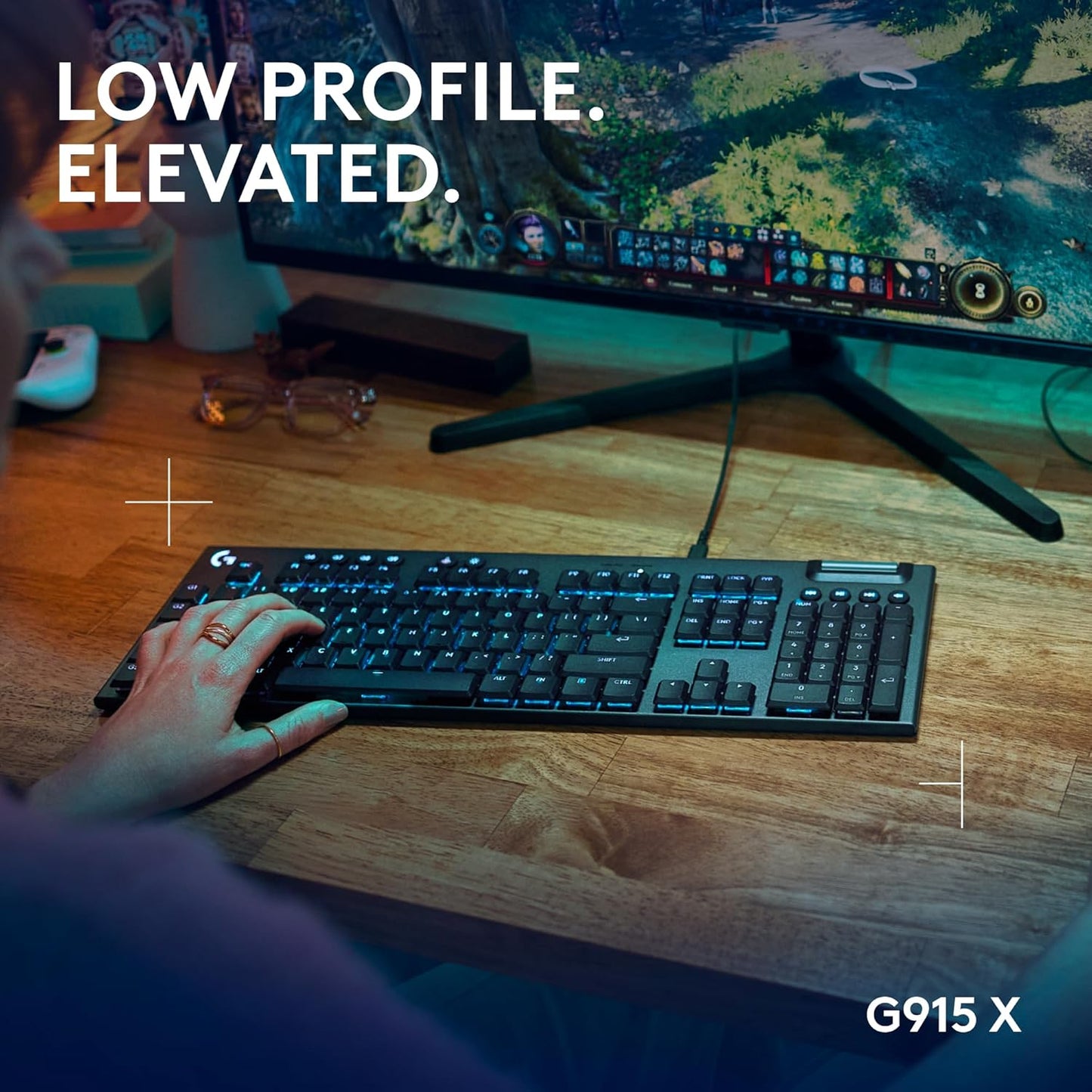 Logitech G915 X Wired Mechanical Gaming Keyboard, Double-Shot PBT Keycaps, Fully Programmable Keys, RGB Backlit Mac/PC Gaming Keyboards, Aluminum Finish, GL Linear Switches, Black