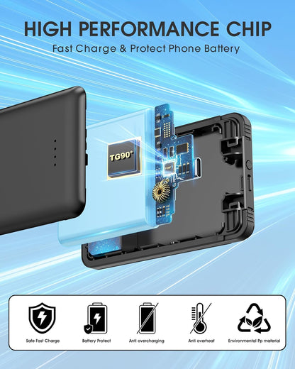TG90° Portable Charger Power Bank,5000mAh Small Battery Pack with Built-in Foldable AC Wall Plug and Cables, Mini Battery Charger Compatible with iPhone 16 15 14 13 12 Samsung Google iPad etc