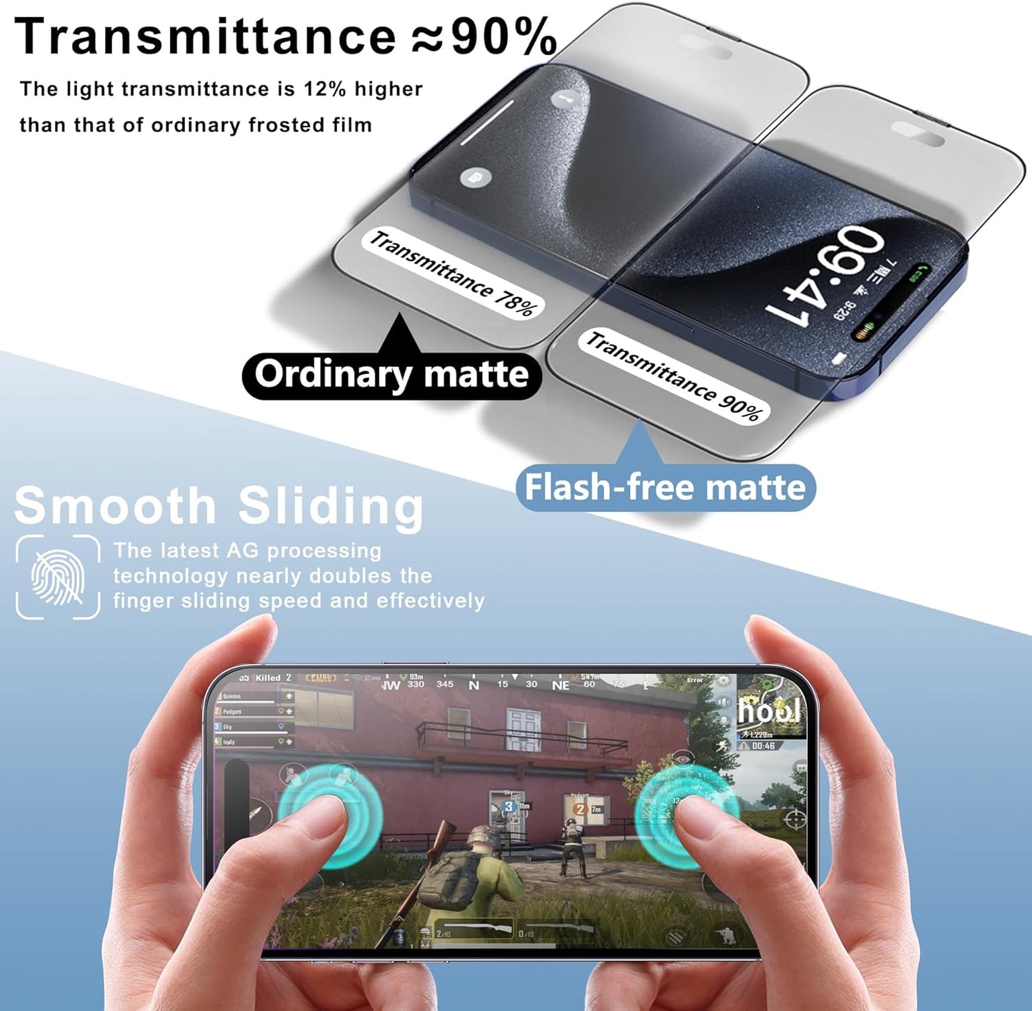 2 Pack Matte Screen Protector for iPhone 11 Pro Max and iPhon XS MAX 6.5-Inch Auto Dust Removal, No Bubbles, Tempered Glass Film, Easy Installation