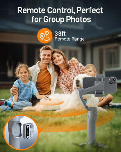 hohem iSteady X3 SE Gimbal Stabilizer for iPhone, Phone Stabilizer with Detachable Remote Control, Portable Foldable 3-Axis Phone Gimbal for Android & iPhone 16 15 Pro Max, Ideal for Travel Vlogging