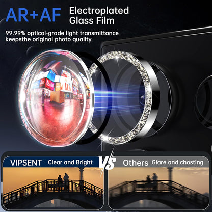 For Samsung Galaxy S24 Ultra Camera Lens Protector, Individual Lens Protector, Ultra HD 9H Tempered Glass Screen Protective Cover, Anti-scratch, Military Grade Drop Protection 2 Set. (Glitter Silver, S24 Ultra)