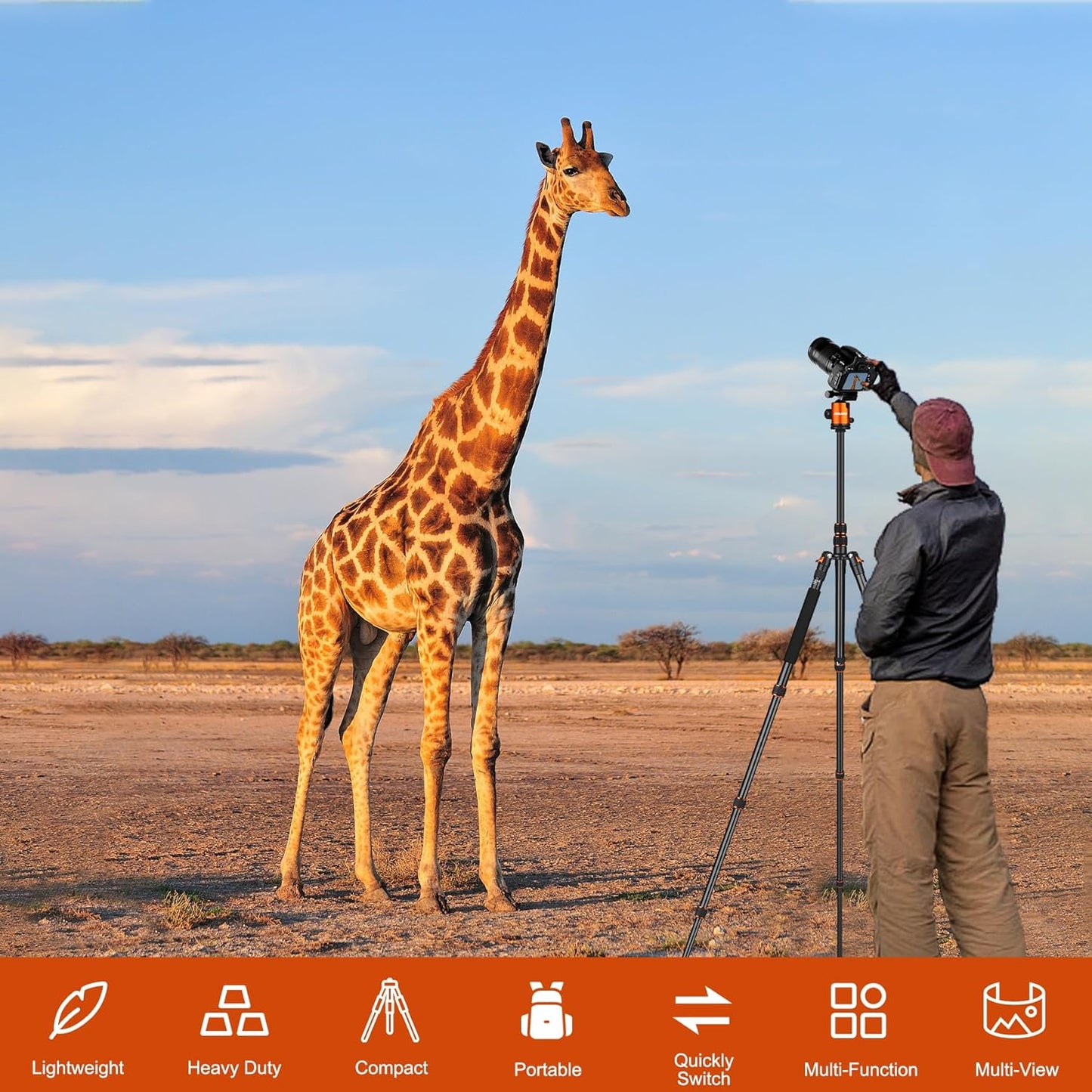 80/85 inches Heavy Duty Tripod for Camera and Phone, 85" Camera Monopod Tripods, DSLR Binoculars Spotting Scope Camcorders Video Tripod Stand, 360 Degree Ball Head, 35 lbs Loads