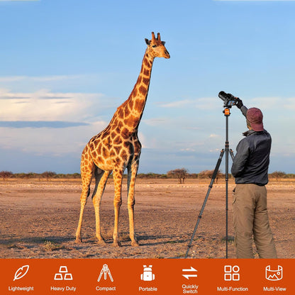 80/85 inches Heavy Duty Tripod for Camera and Phone, 85" Camera Monopod Tripods, DSLR Binoculars Spotting Scope Camcorders Video Tripod Stand, 360 Degree Ball Head, 35 lbs Loads