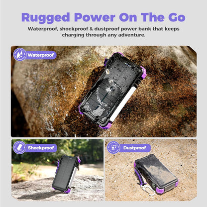 BLAVOR Solar Power Bank 20000mAh/74000mWh Built-in Cables, Wireless Charger for Apple Watch, 20W Fast Charging Battery Pack with USB C, Flashlight, Solar Charger for iPhone, iPad, iWatch, Samsung