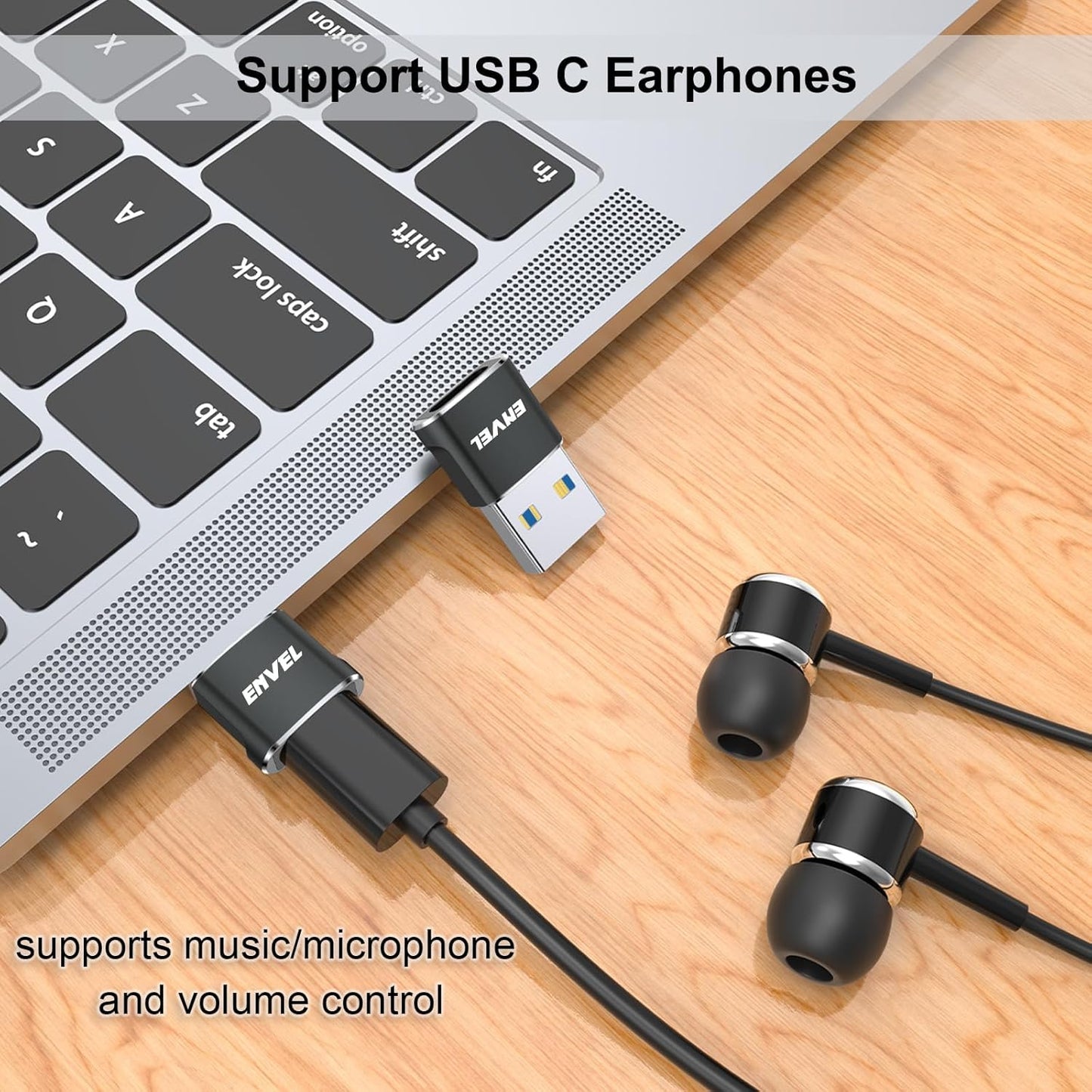 ENVEL USB to USB C Adapter, USB3 5Gbps High Speed Data Transfer, OTG Converter Thunderbolt3 to USB Female Compatible with Apple iWatch iPhone 15 Pro Max iPad Air 4 5 Mini 6 (Black, USB A Male)