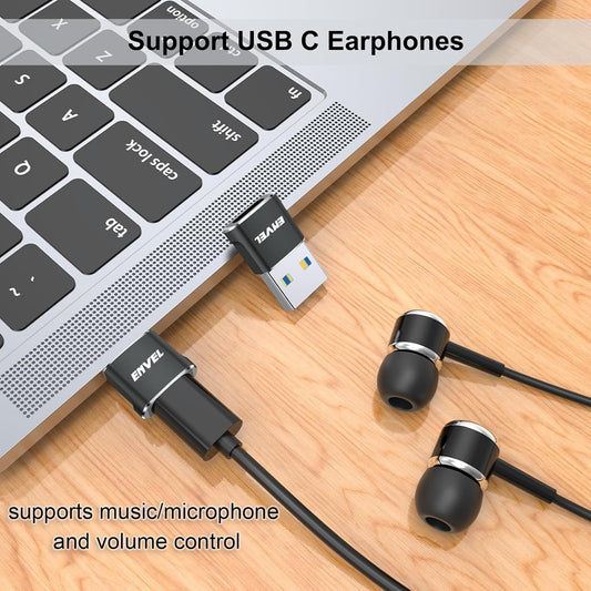 ENVEL USB to USB C Adapter, USB3 5Gbps High Speed Data Transfer, OTG Converter Thunderbolt3 to USB Female Compatible with Apple iWatch iPhone 15 Pro Max iPad Air 4 5 Mini 6 (Black, USB A Male)