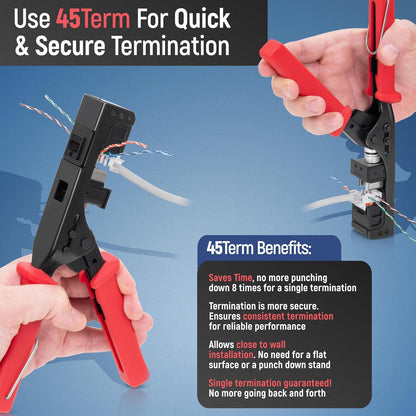 Everest 45° Angled RJ45 Cat6 Keystone Jacks 20-Pack in Black - Slim Profile Female RJ45 Connectors - Cat 6 Keystone Jack - Compatible with 45° Angled Speed Termination Tool - 45Term (B0BL3GS7ZY)