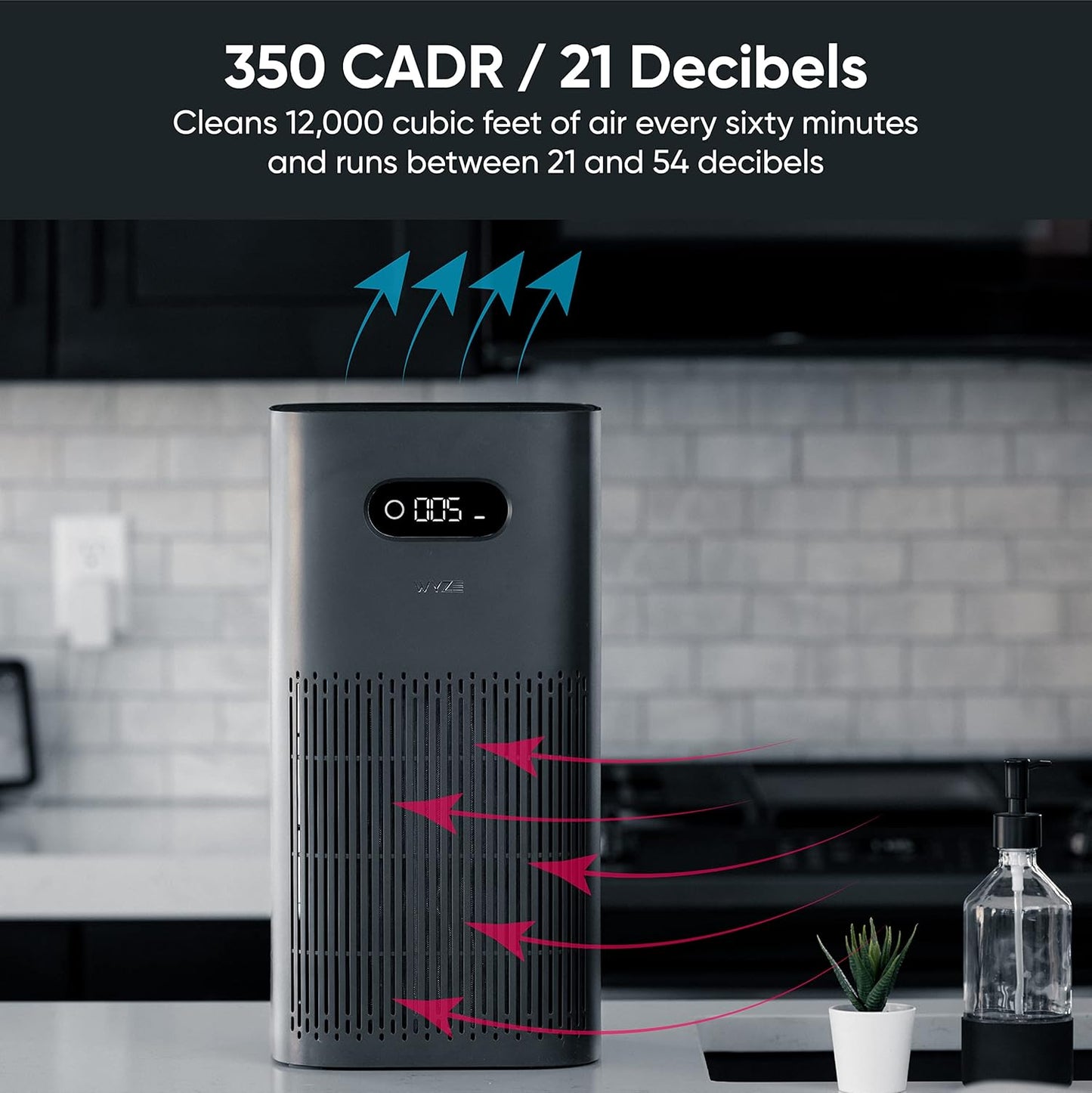 Wyze Air Purifier with Wildfire Filter (Special), for Living Room, Kitchen, HEPA 13, 21db Quiet, with Sleep Mode, Air Cleaner for Smoke, Pollen, Dander, Hair, 550 sq ft, Smart WiFi Alexa Google, Black