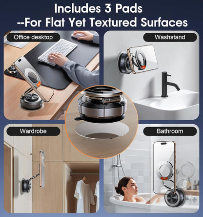 BOCLOUD Upgraded Suction Cup Phone Mount 360° Zinc Alloy Phone Stand Vacuum Magnetic Car Holder for MagSafe Mount 98 LBS Ultra Accessories for iPhone 16 15 14 13 12 Android