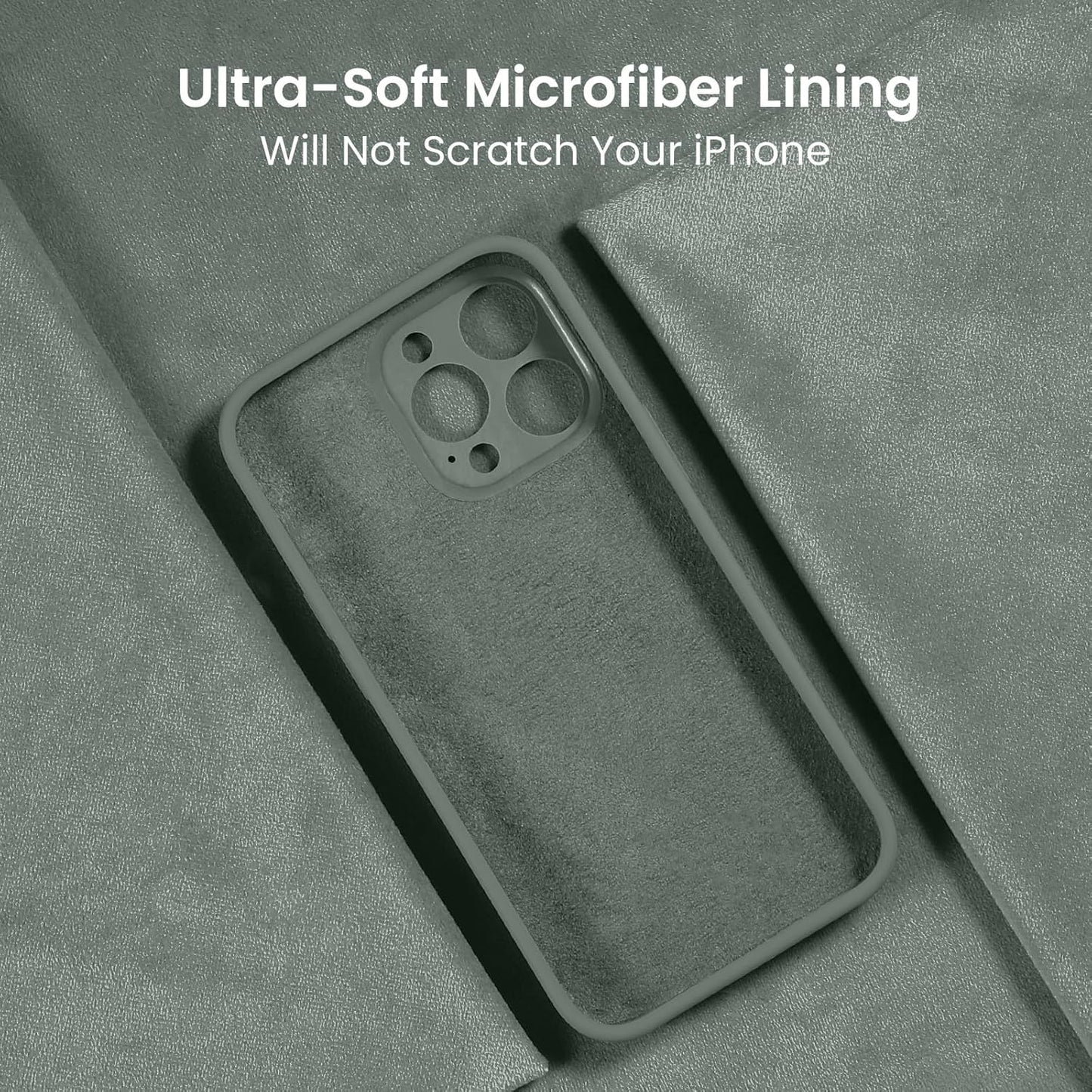 FireNova Designed for iPhone 15 Pro Max Case, Silicone Upgraded [Camera Protection] Phone Case with [2 Screen Protectors], Soft Anti-Scratch Microfiber Lining Inside, 6.7 inch, Calke Green