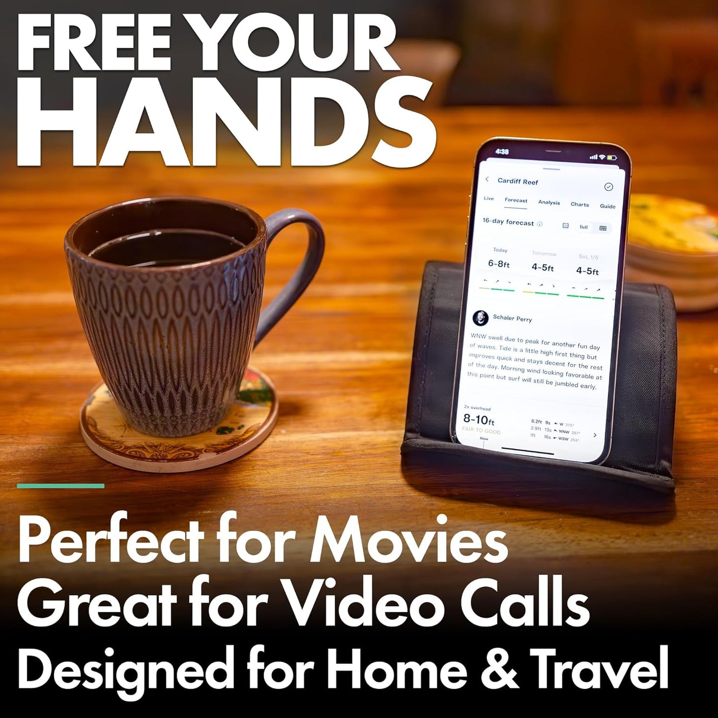 Folden Airplane Phone Holder, Flexible Tablet and Cell Phone Holder, Folding Cellphone Stand for Desk, Bed, Office, Treadmill - Airplane Accessories Long Flight Travel - Plane Essentials (Cordura)