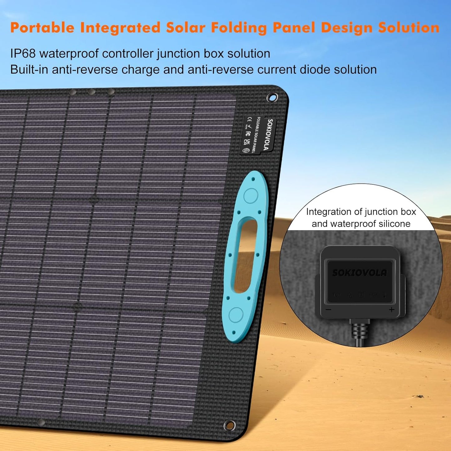 N-Type 16BB 100W Portable Solar Panel for Power Station,ETFE Portable Foldable Solar Charger NextGen 25% High Conversion IP68 Waterproof Solar Panel for Camping Outdoor RV Blackout