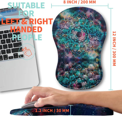 Ergonomic Mouse Pad Wrist Support with Memory Foam Massage Bulge, Carpal Tunnel Pain Relief Mousepad Wrist Rest for Mouse(12x8 inch, Mandala)