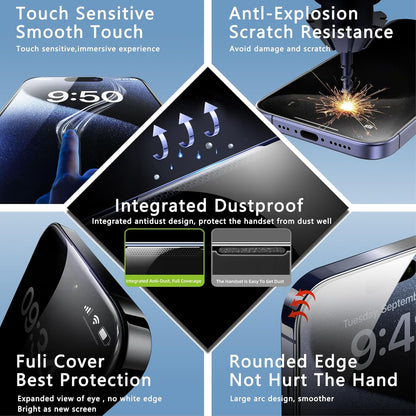 2 Pack Matte Screen Protector for iPhone 16 and 14 Pro 6.1-Inch Auto Dust Removal, No Bubbles, Tempered Glass Film, Easy Installation