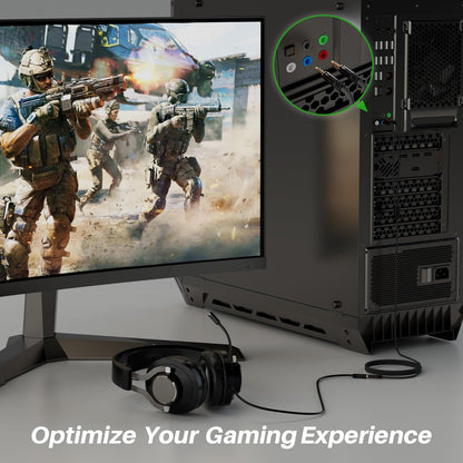 Headphone Splitter for Computer, 3.5mm Female to Dual 3.5mm Male Audio Splitter Cable, Stereo Jack Earphones Headset to PC Laptop Adapter, 1/8inch 2-in-1 Y Separator Aux Dongle Converters, 3FT