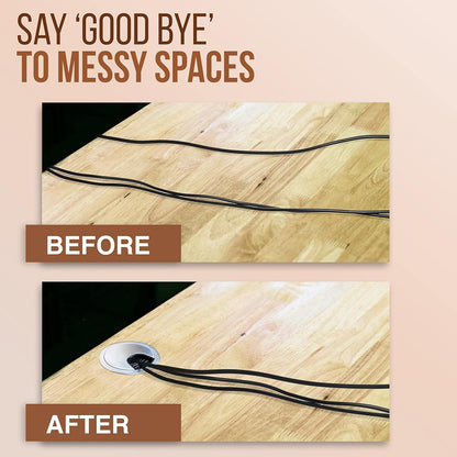 MAHDPRO Metal Desk Grommet 2 Inch (50 mm) Pack of 2-Silver (Pearl Chrome) Zinc Alloy Metallic Desk Cord Hole Cover to Arrange Cables & Wires Through Computer Table