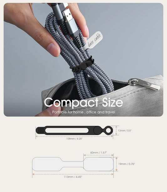 32Pcs Nearockle Cable Labels and Silicone Cable Ties Cable Management Set, Reusable 16 Cable Ties+16 Cord Labels for Electronics, Travel Home Office Desk Wire Organization (Black)