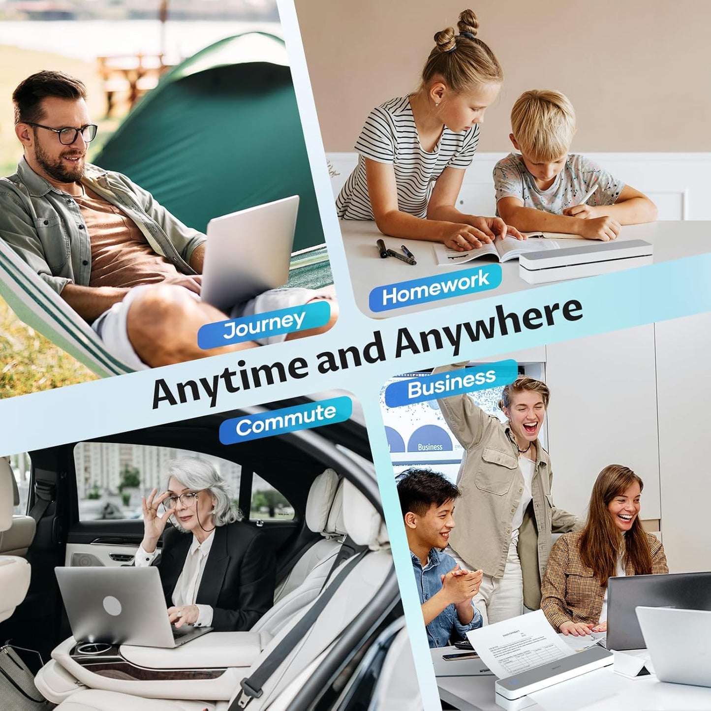 iDPRT Portable-Printer Wireless for Travel, 300DPI Inkless Thermal Small Printers for Home Use, Office, Vehicles, Mobile Bluetooth Printer Supports 8.5" x 11" US Letter, for Smartphone & PC,White Gray