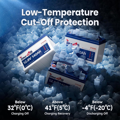12.8V 140Ah Lithium Battery, LiFePO4 Battery with Low-Temp Protection, Built-in 100A BMS, 10 Years Lifespan, for RV, Solar, Trolling Motor, Marine, Travel Trailer, Energy Storage, Off Grid