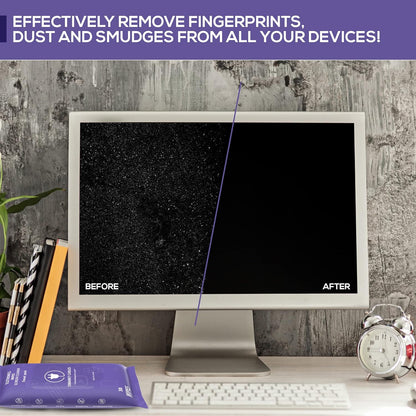 Screen Cleaner Wipes: Electronic Wipes for Screens - Computer Screen Wipes for Lens, Phone, Tv Screen and Monitor Cleaning - Tech Wipes & Microfiber Cloth (Soft Wipes, 120 Count)